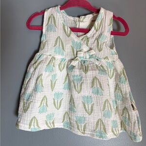 Rabbit + Bear Floral Baby Dress with Bow- Summer 100% Organic cotton